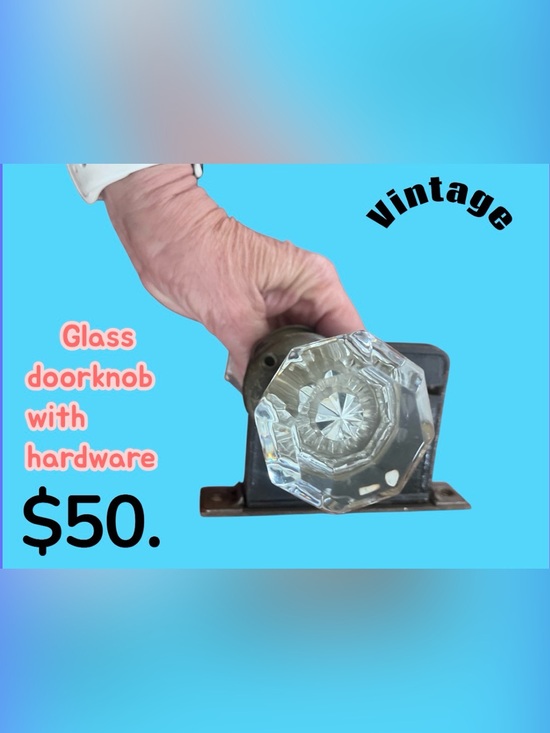 Other - Vintage Glass Octagonal Door Knob on Brass Base